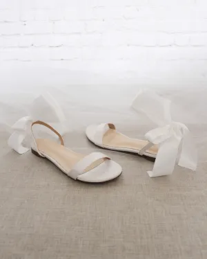 Satin Flat Sandal with Wrapped Satin Tie