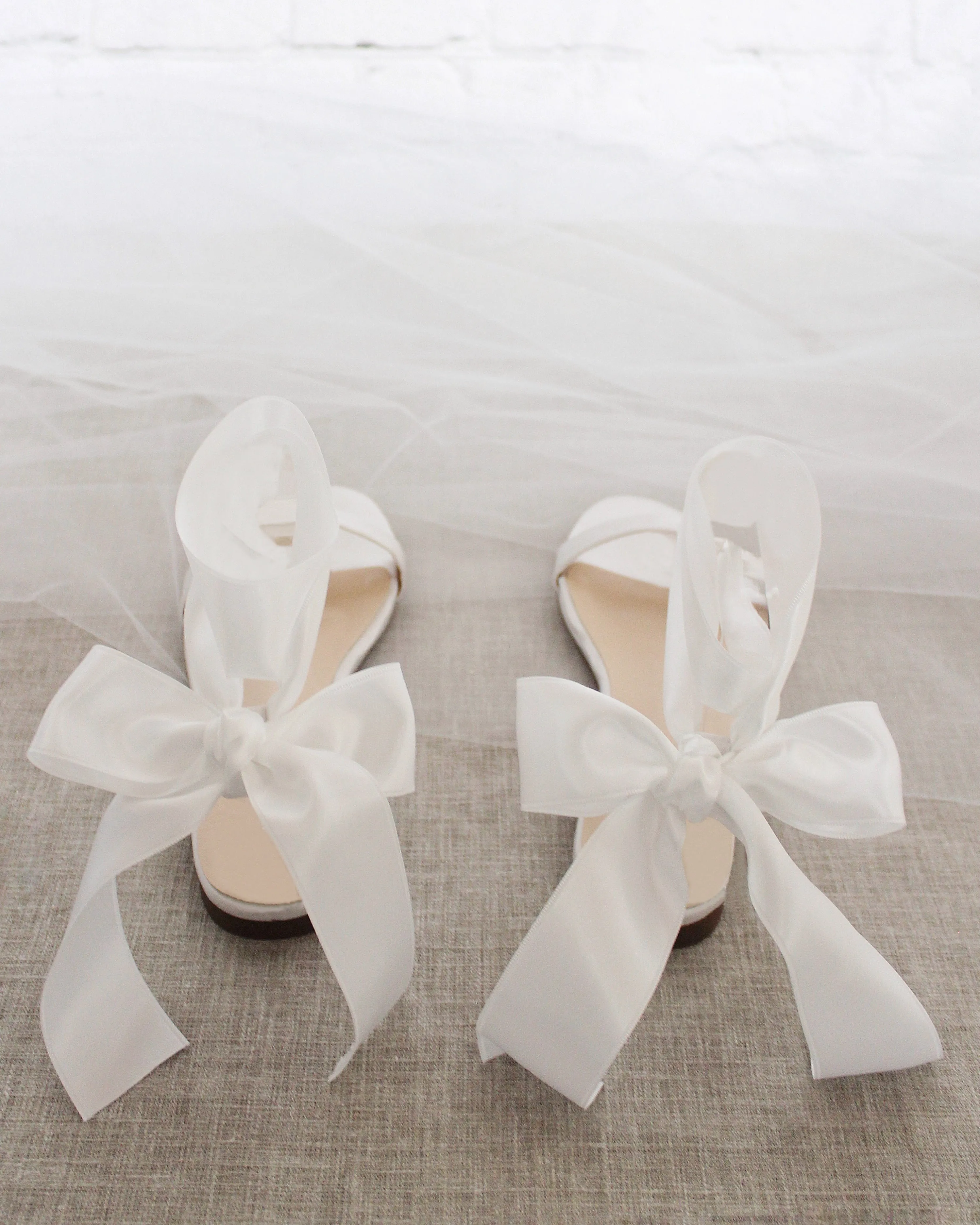 Satin Flat Sandal with Wrapped Satin Tie