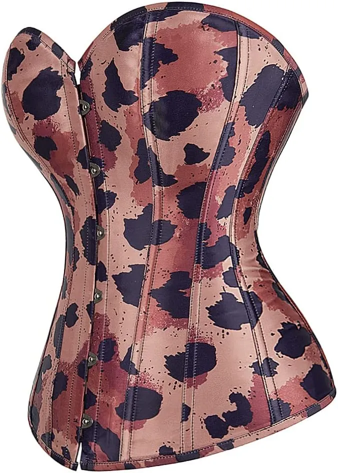 Satin Floral Lace Up Corset Bustier