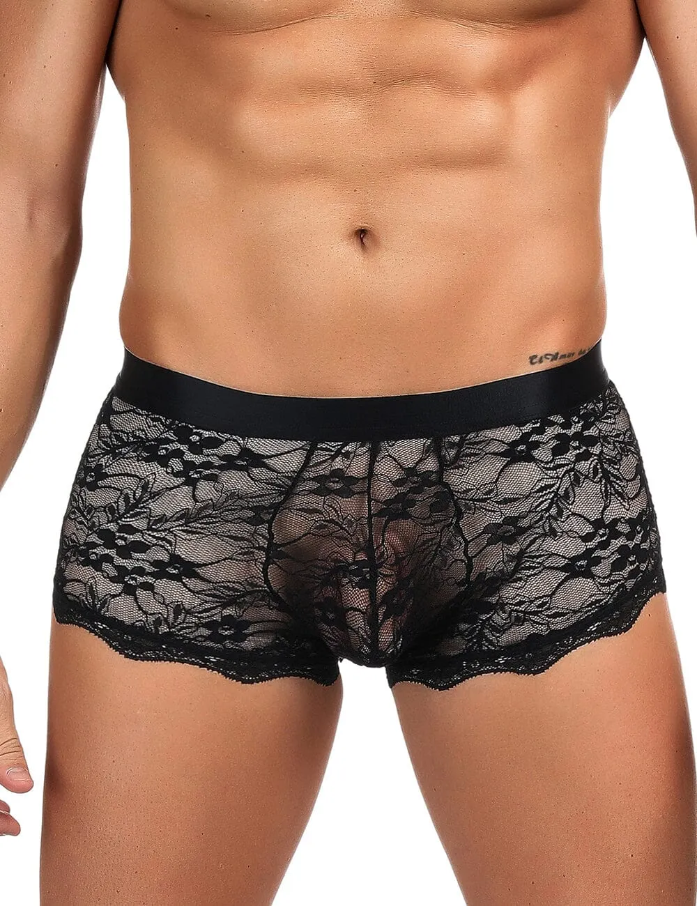 Scandals Lacey Corset Back Trunk - Sheer Men's Lace Underwear