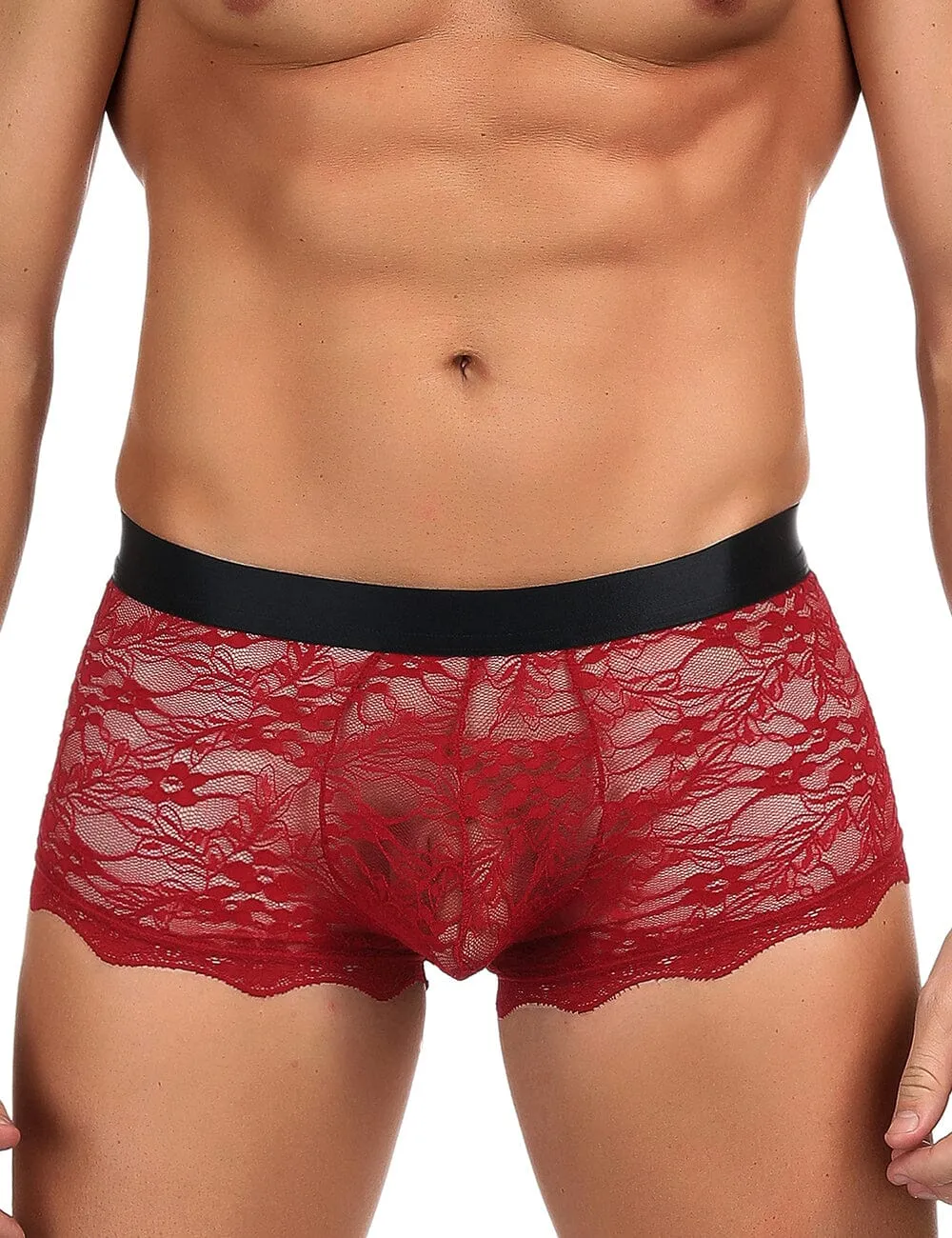 Scandals Lacey Corset Back Trunk - Sheer Men's Lace Underwear
