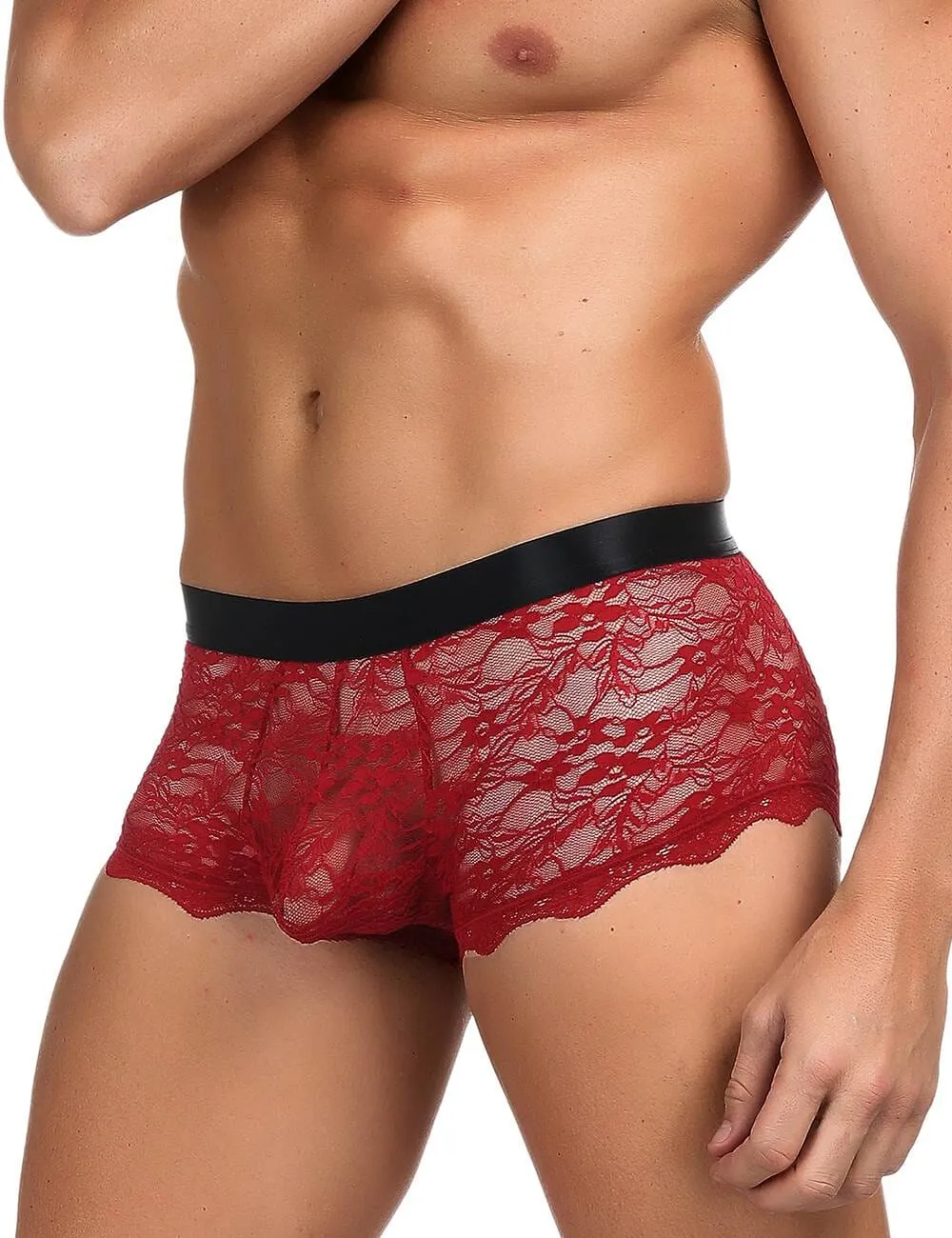 Scandals Lacey Corset Back Trunk - Sheer Men's Lace Underwear