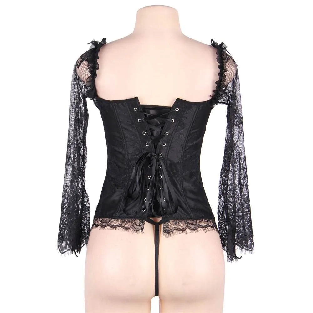 Sexy Lace Sleeves Stitching Red Corset Egypt
