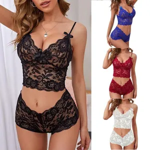 Sexy Lingerie Underwear Bra and Shorts Solid Lace
