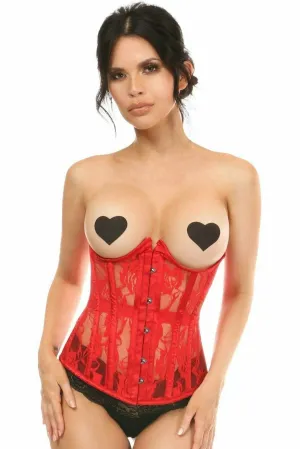 Sexy Red Sheer Lace Underwire Open Cup Underbust Corset