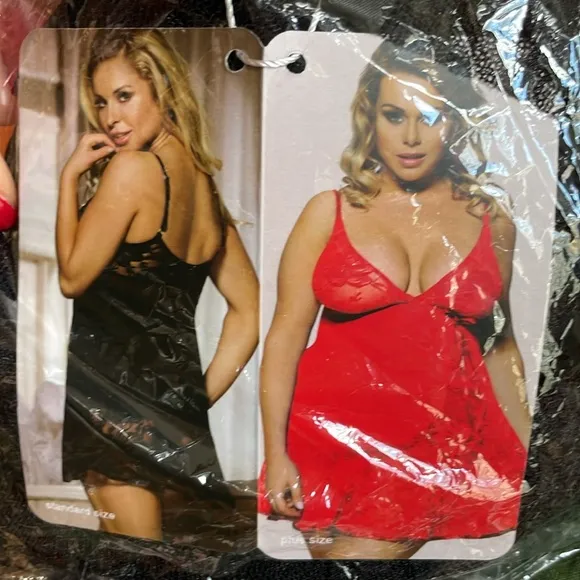 Sheer Lace Babydoll Chemise With G-String Black 5XL 16-18