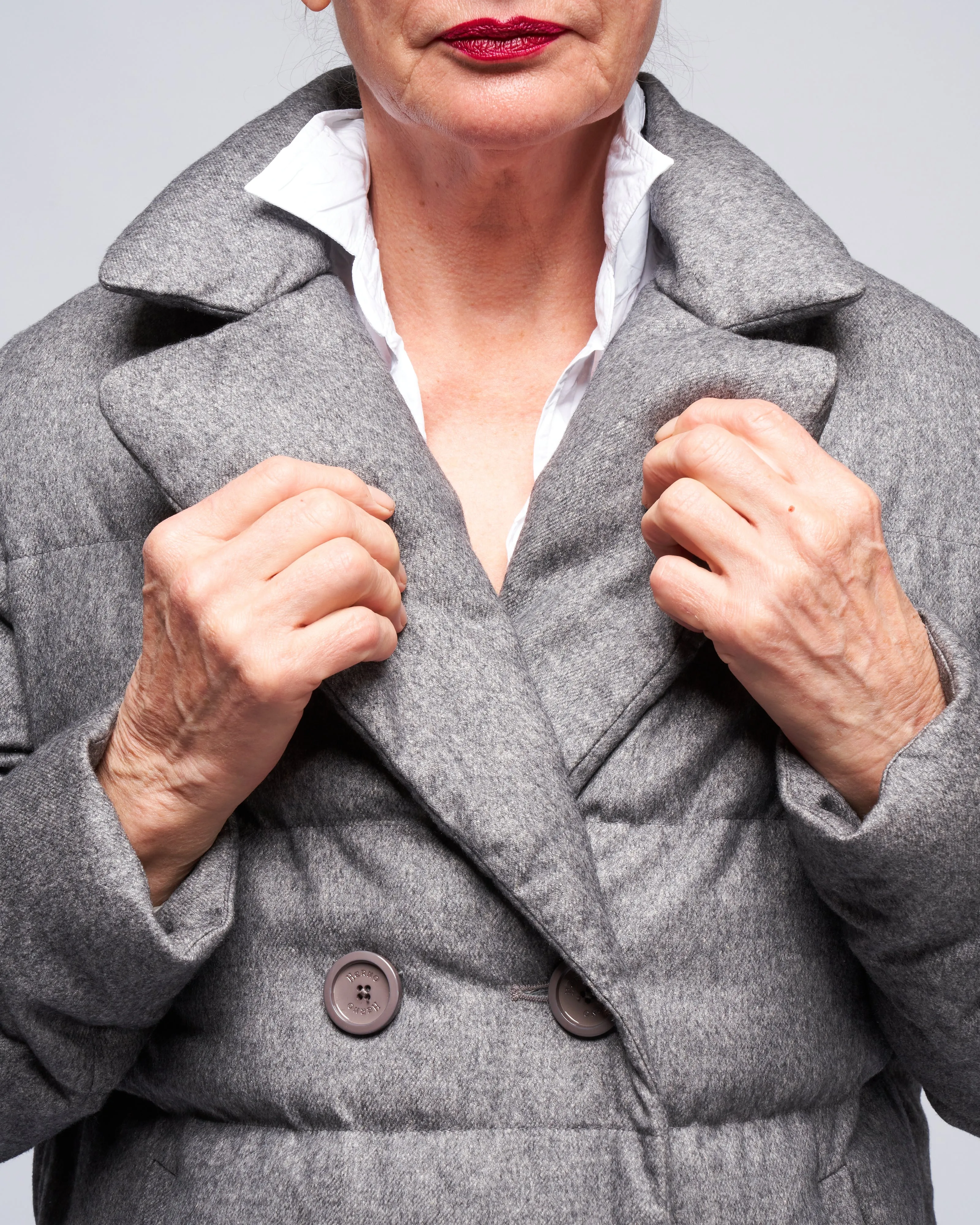 silk/ cashmere db peacoat - grigio