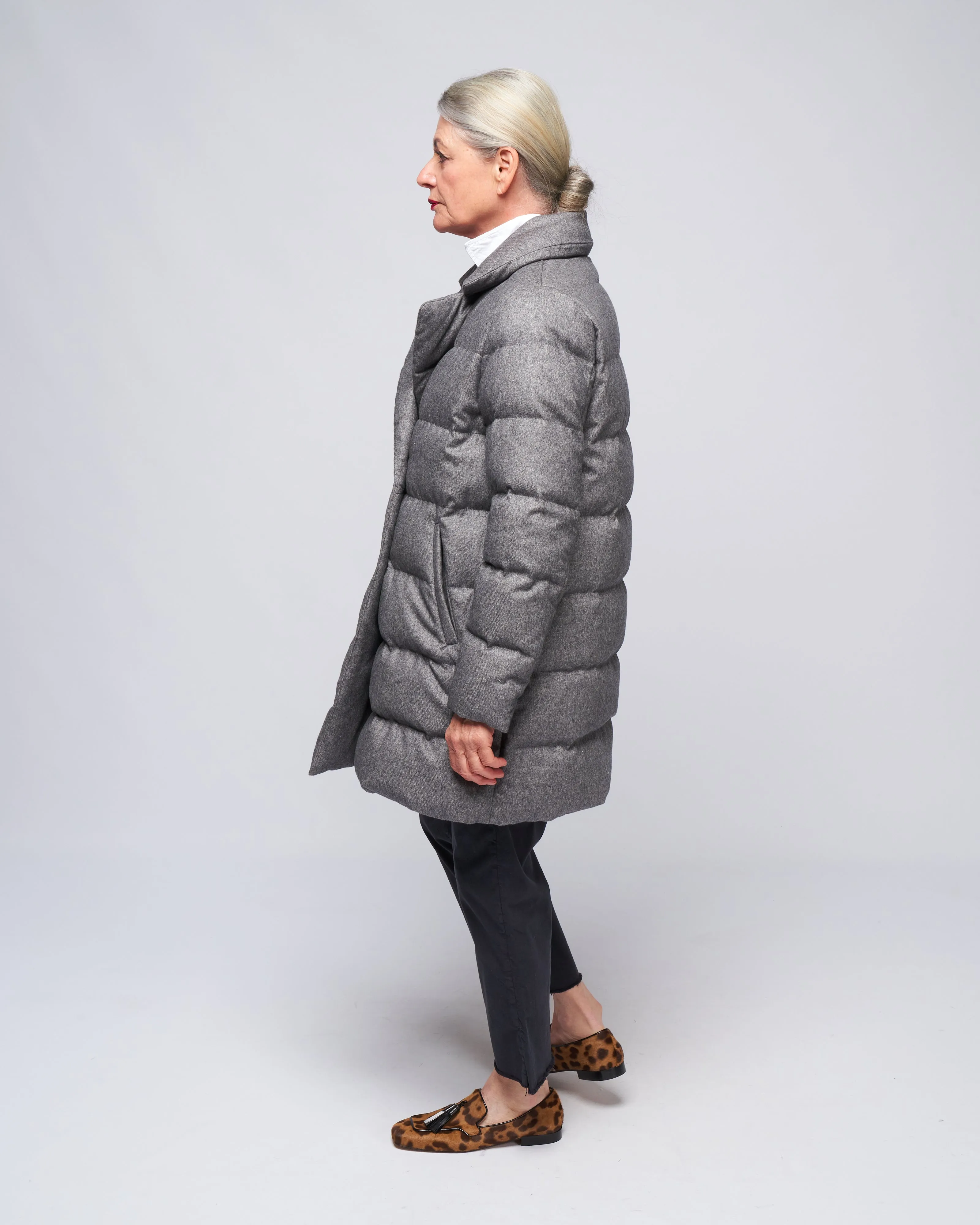 silk/ cashmere db peacoat - grigio