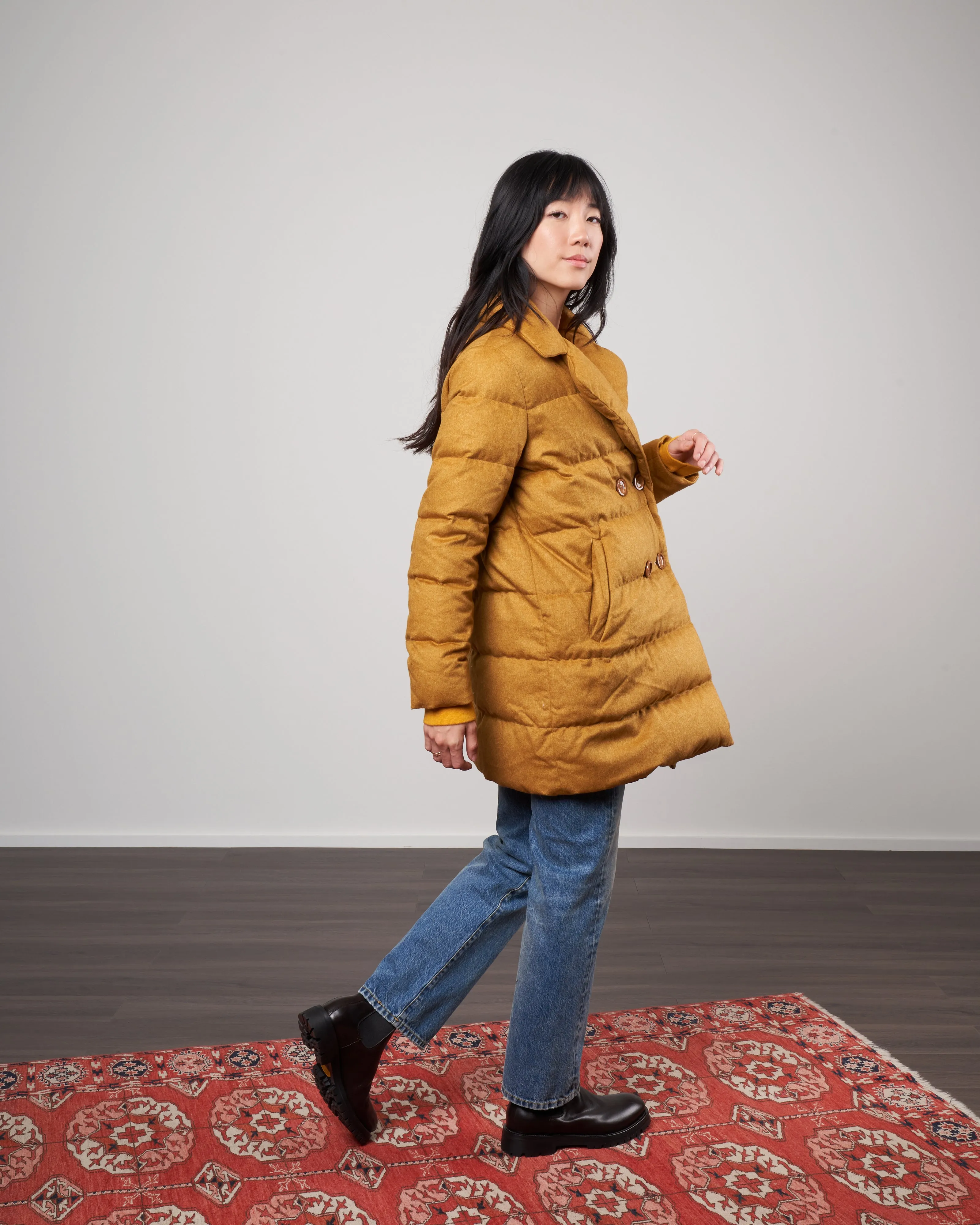 silk/ cashmere peacoat - olio 3950