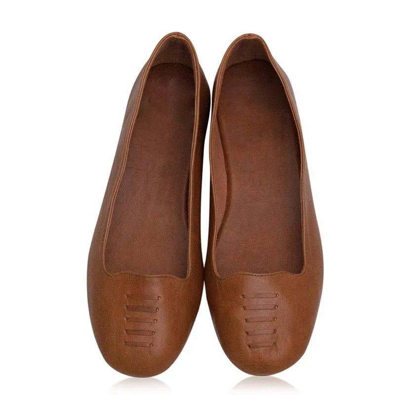 Solid Split Flat Heel Slip On Loafers