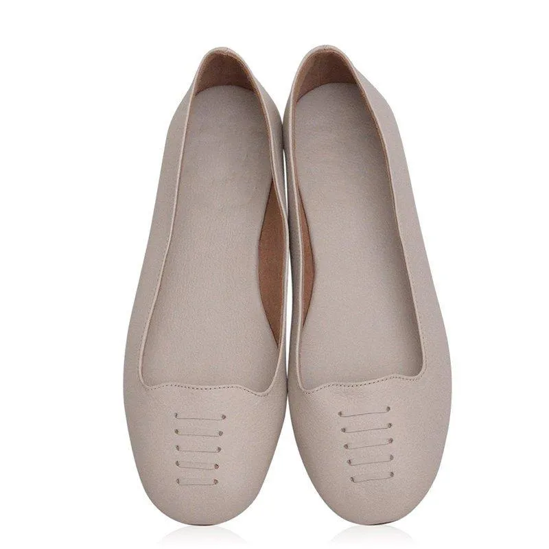 Solid Split Flat Heel Slip On Loafers