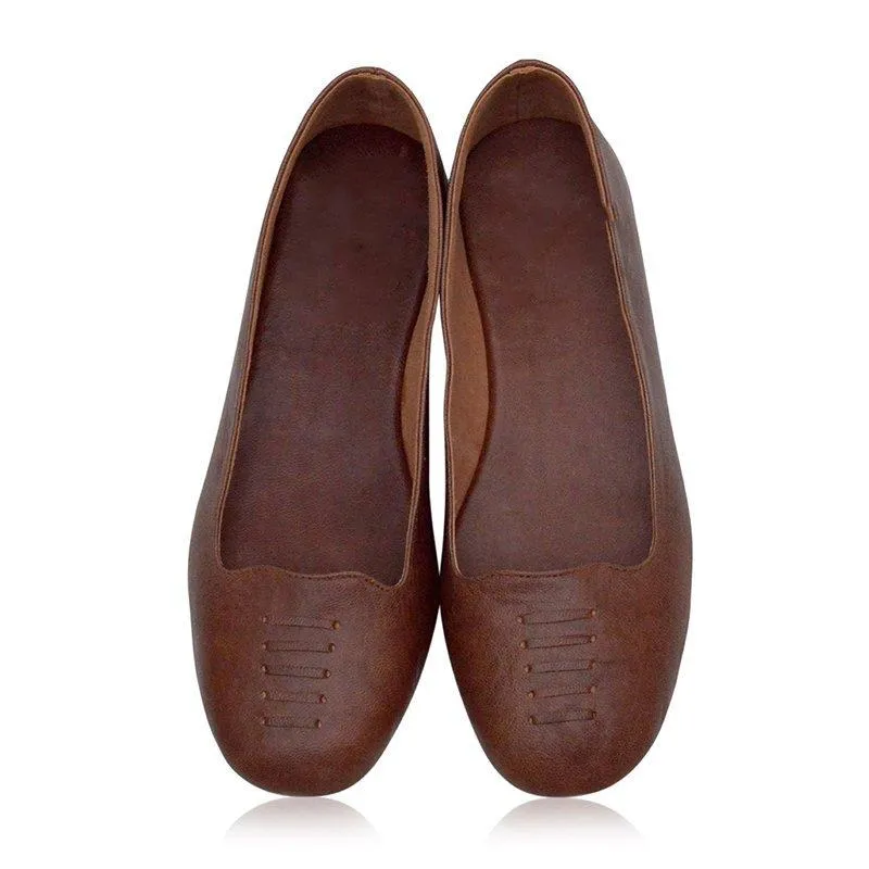 Solid Split Flat Heel Slip On Loafers