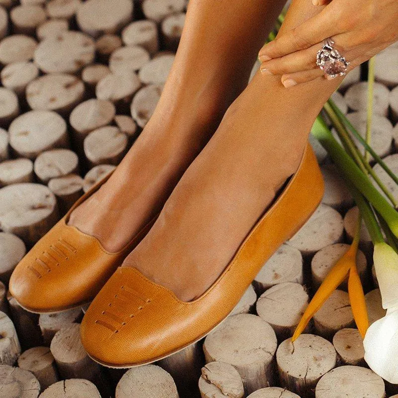Solid Split Flat Heel Slip On Loafers