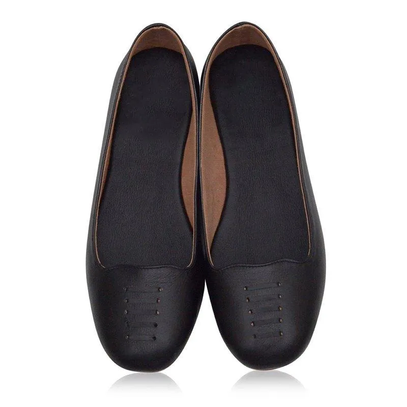 Solid Split Flat Heel Slip On Loafers