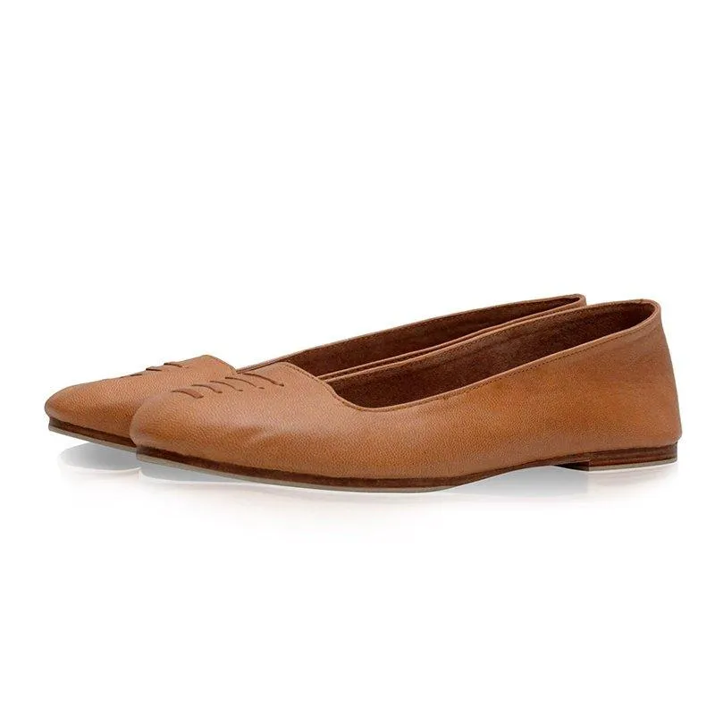 Solid Split Flat Heel Slip On Loafers