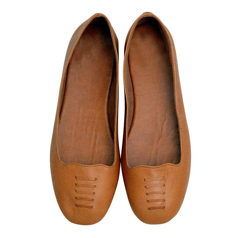 Solid Split Flat Heel Slip On Loafers