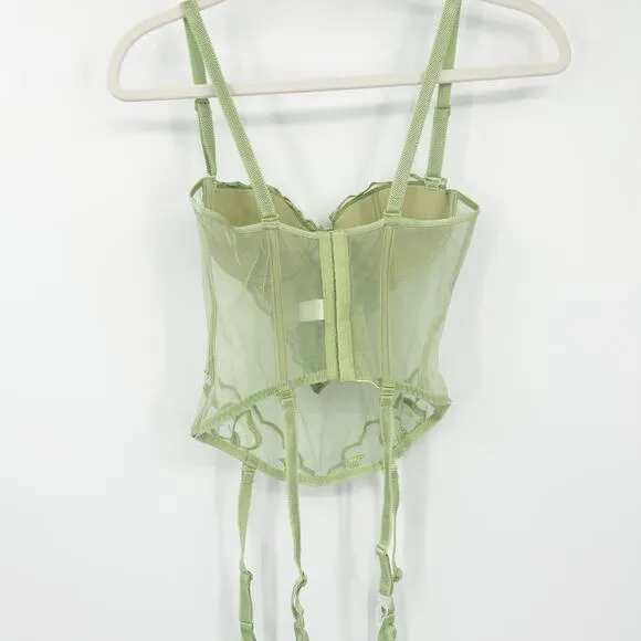 Sous Entendus Y2K Coquette Victorian Mesh Embroidered Floral Corset Top 34B
