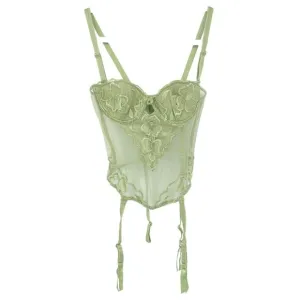 Sous Entendus Y2K Coquette Victorian Mesh Embroidered Floral Corset Top 34B