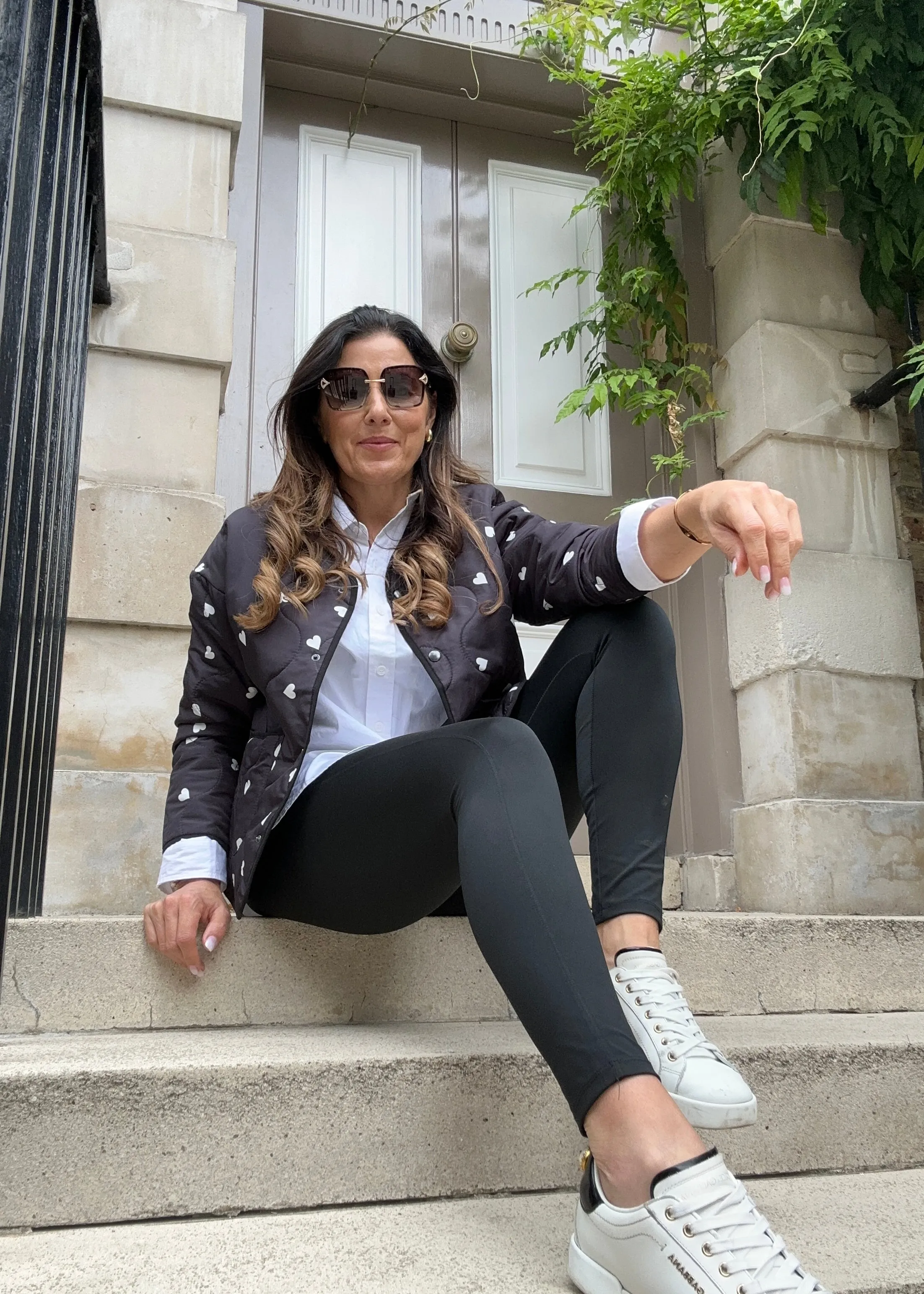 Stephi Black Heart Print Quilted Jacket
