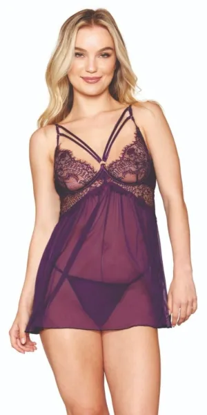 Strappy Lace Babydoll with Gold Ring Details