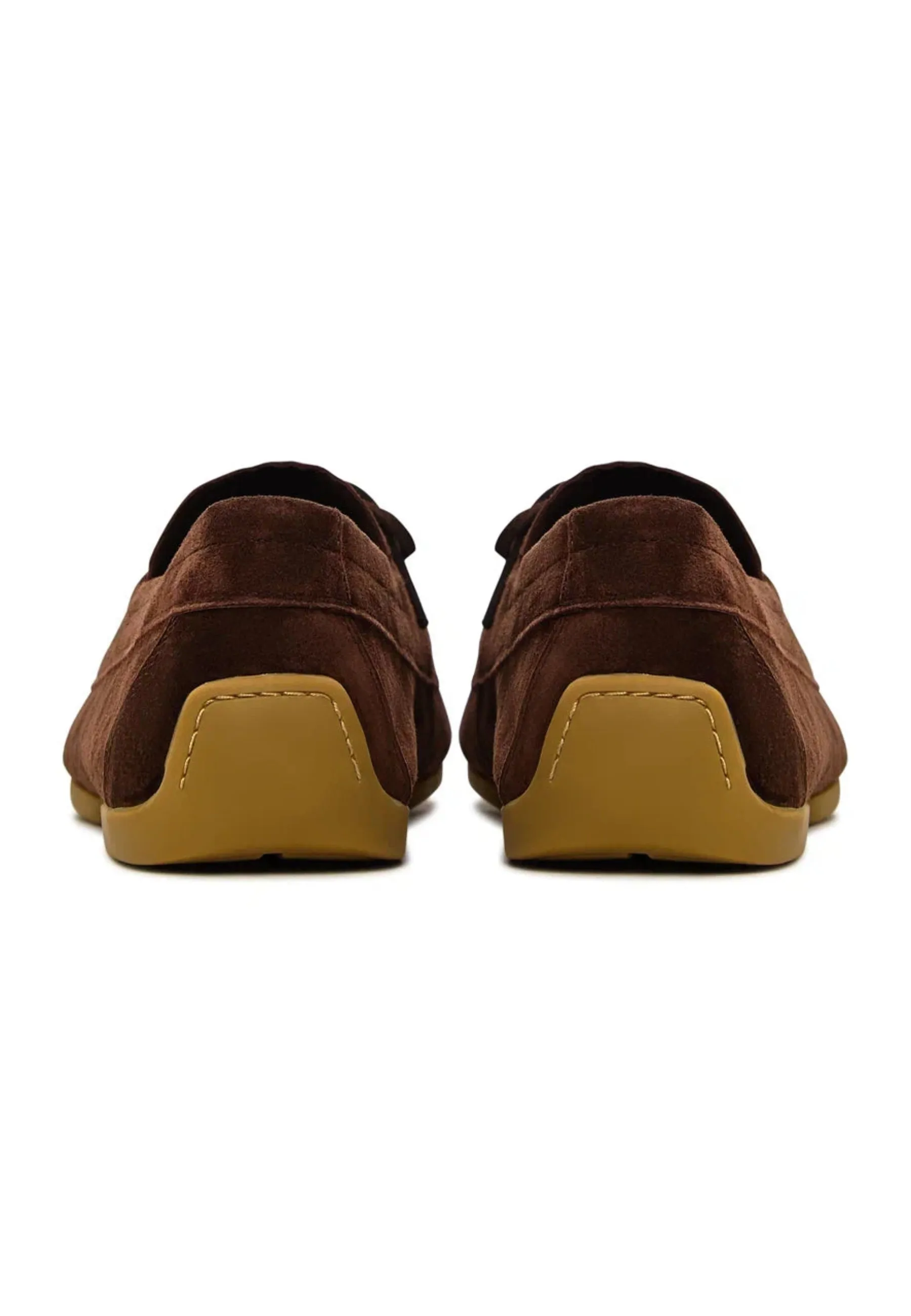 Suede Lace-Up Loafers - Brown
