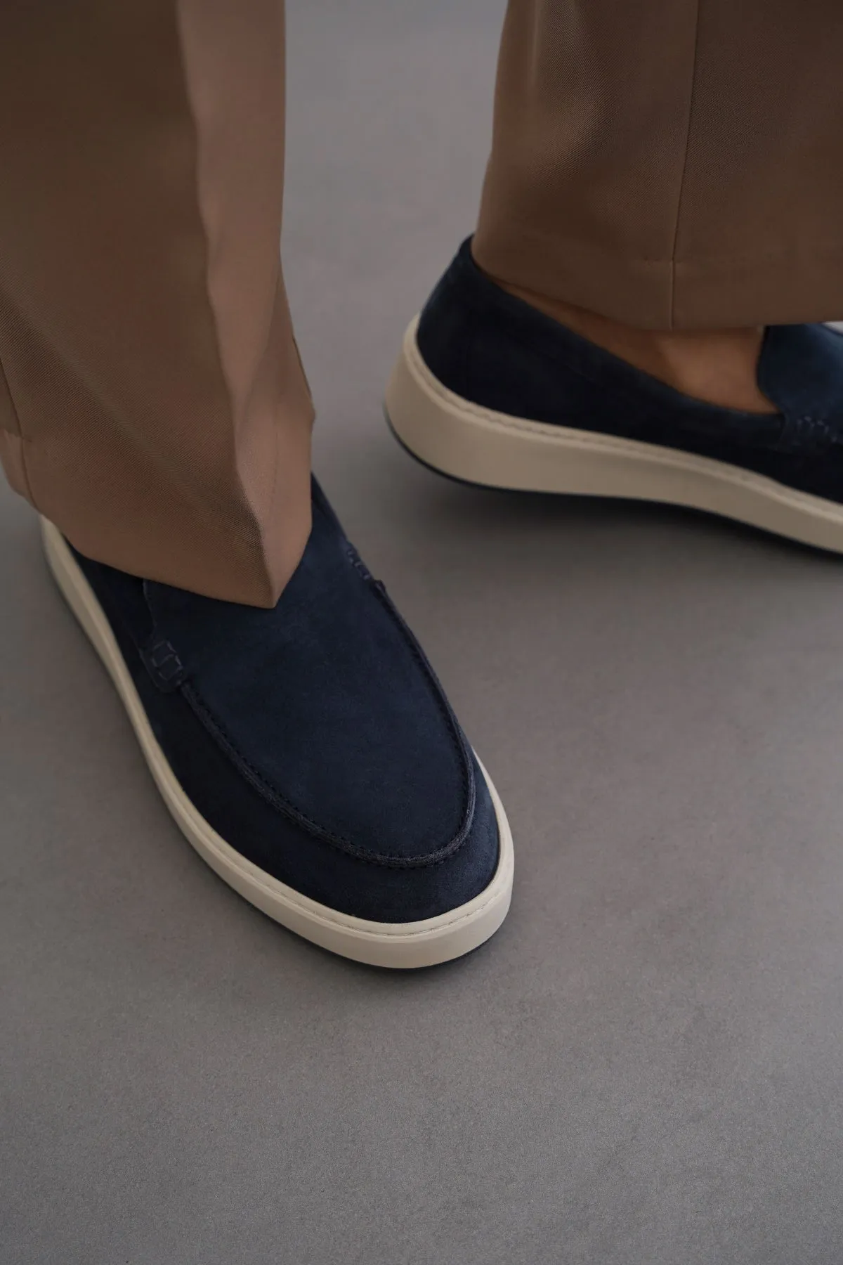 SUEDE LEATHER SLIP ON LOAFERS