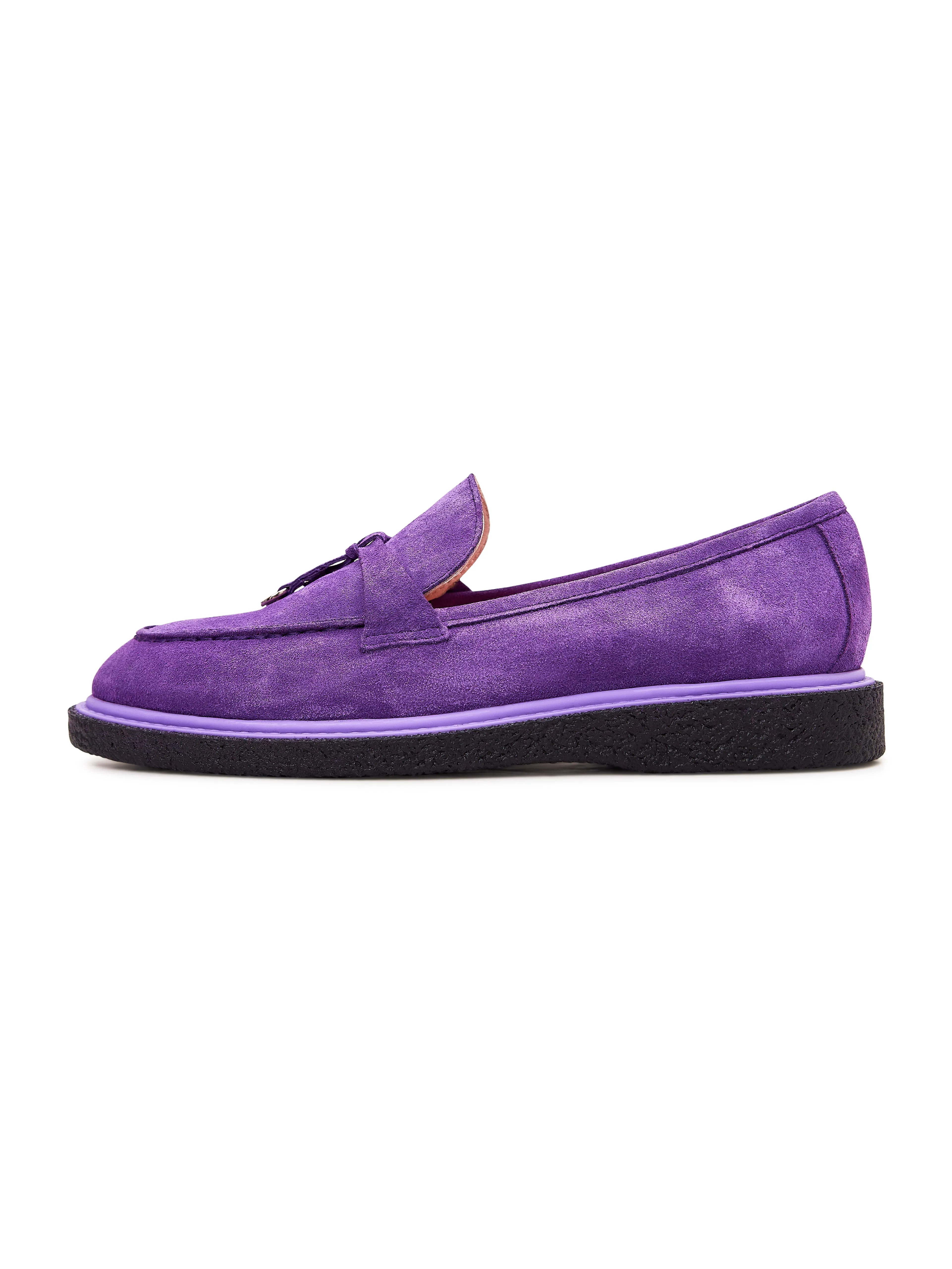 Suede Slip-On Loafers - Violet