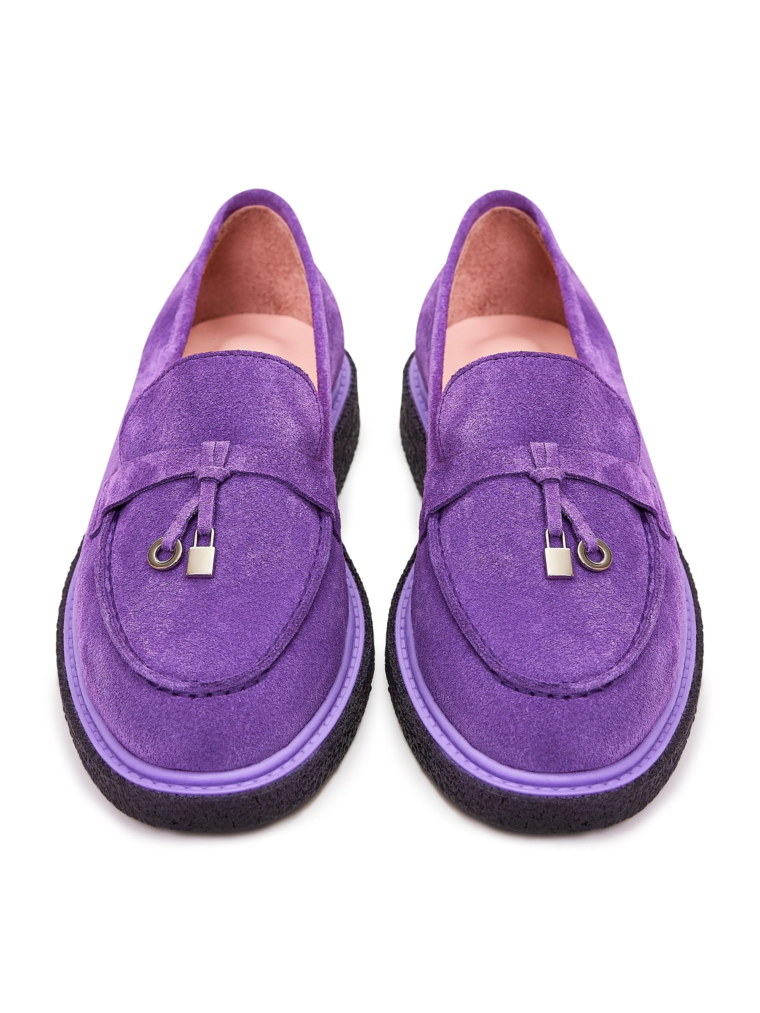 Suede Slip-On Loafers - Violet