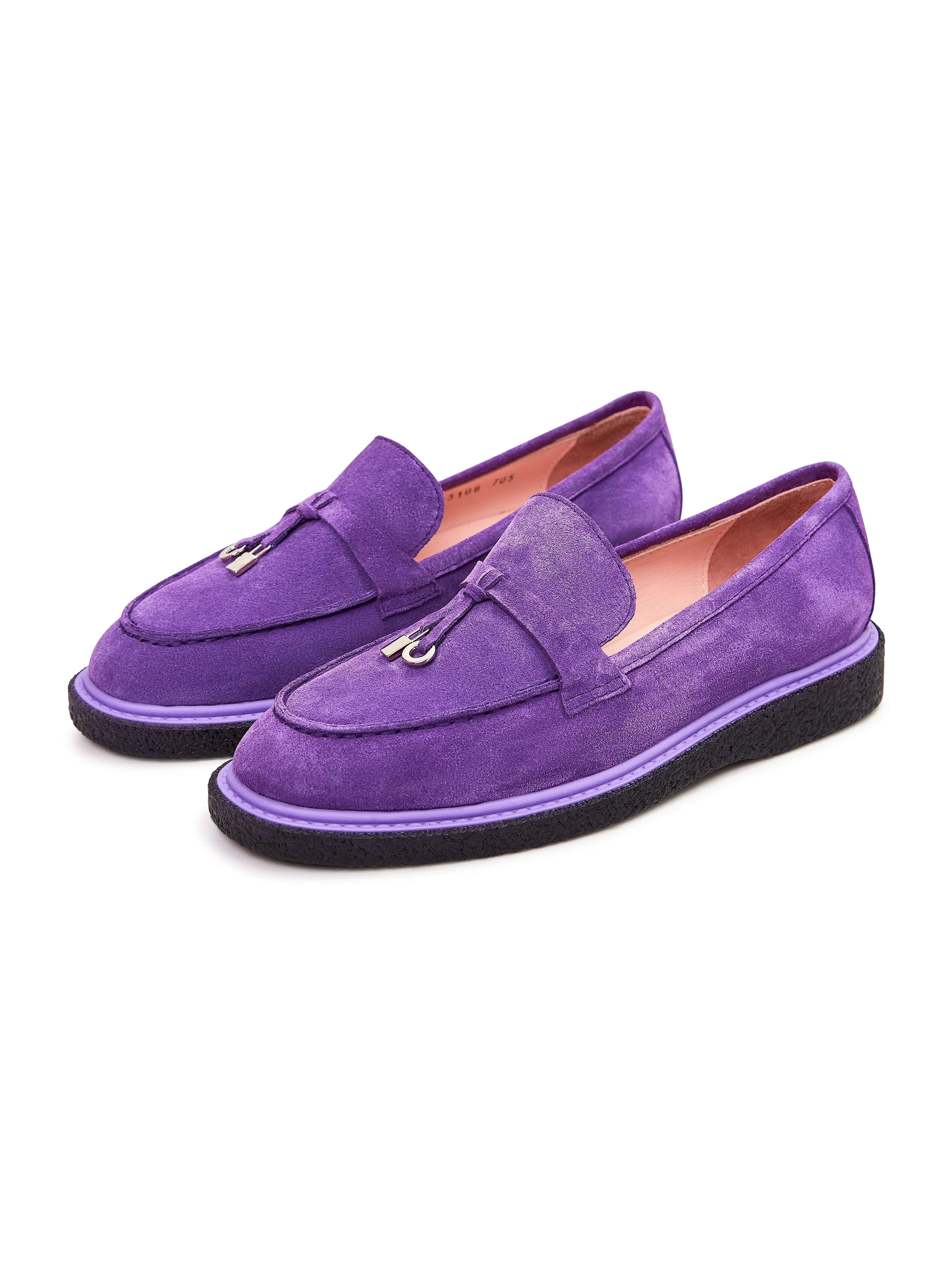 Suede Slip-On Loafers - Violet