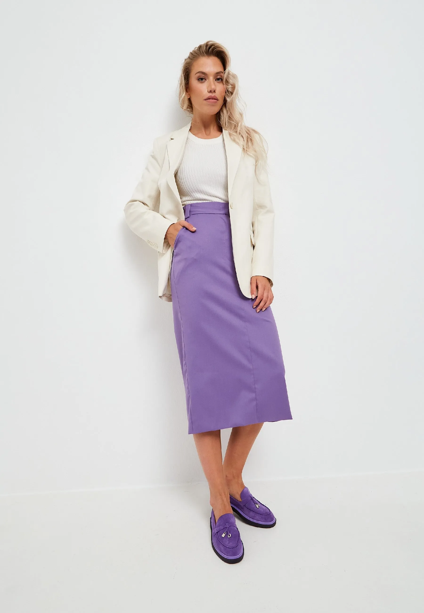 Suede Slip-On Loafers - Violet