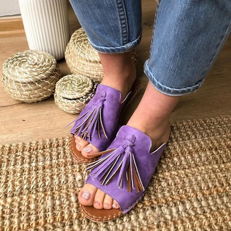 Summer Casual Flat Bottom Tassel Sandals