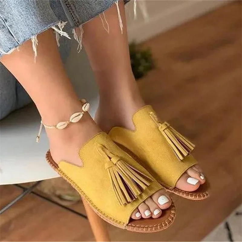 Summer Casual Flat Bottom Tassel Sandals