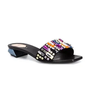 Summer Flat Sandals Women Shoes Luxury  Brand Black Red Yellow Rhinestone designer Sandals Leather Slippers Shoes Woman