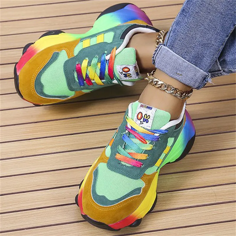 Super Cool Rainbow Color Hip Hop Street Sneakers