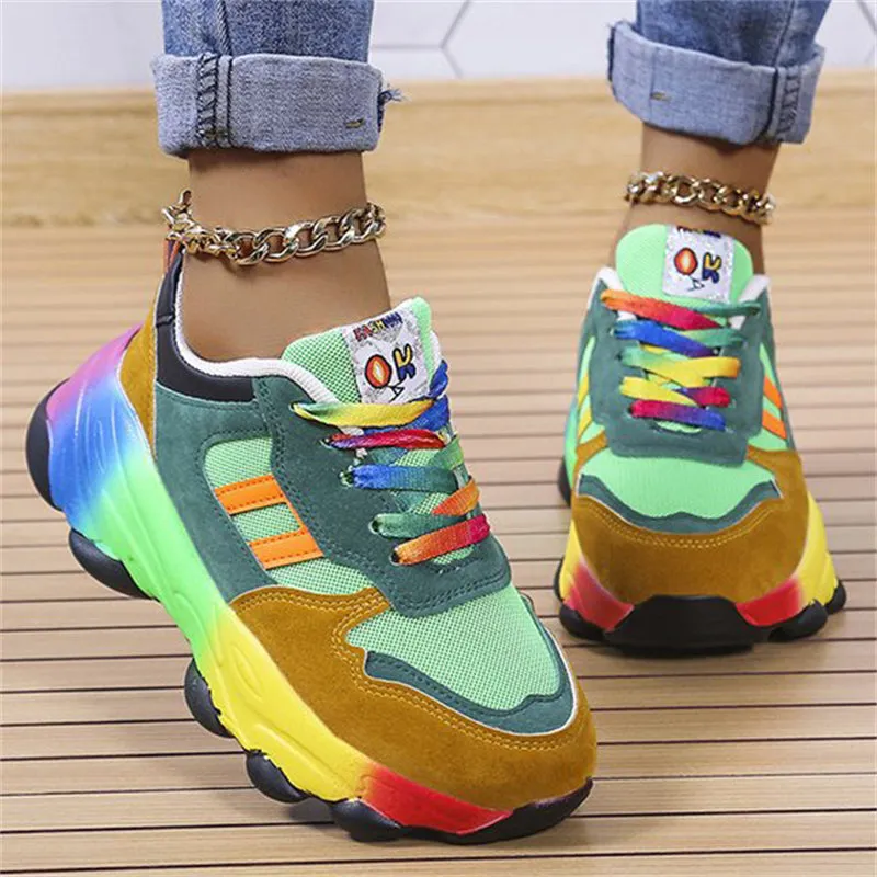 Super Cool Rainbow Color Hip Hop Street Sneakers