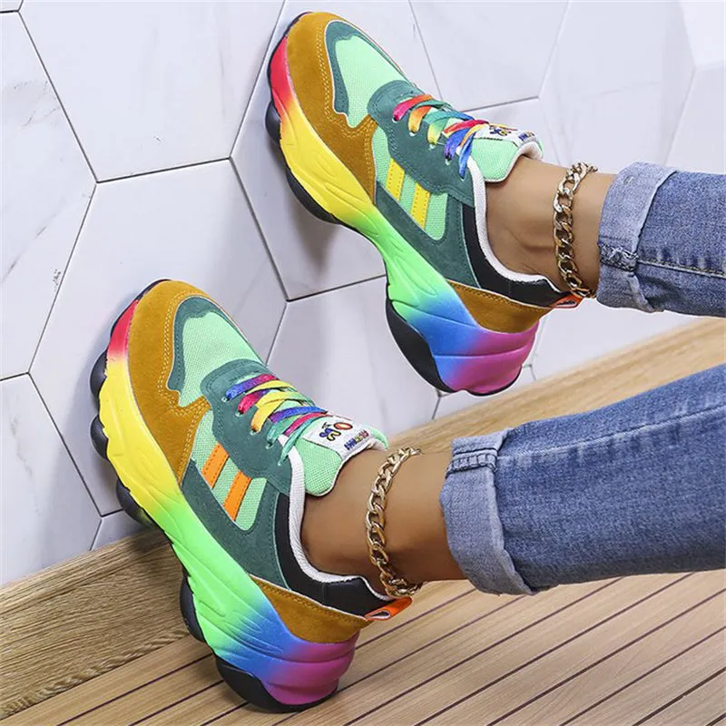 Super Cool Rainbow Color Hip Hop Street Sneakers