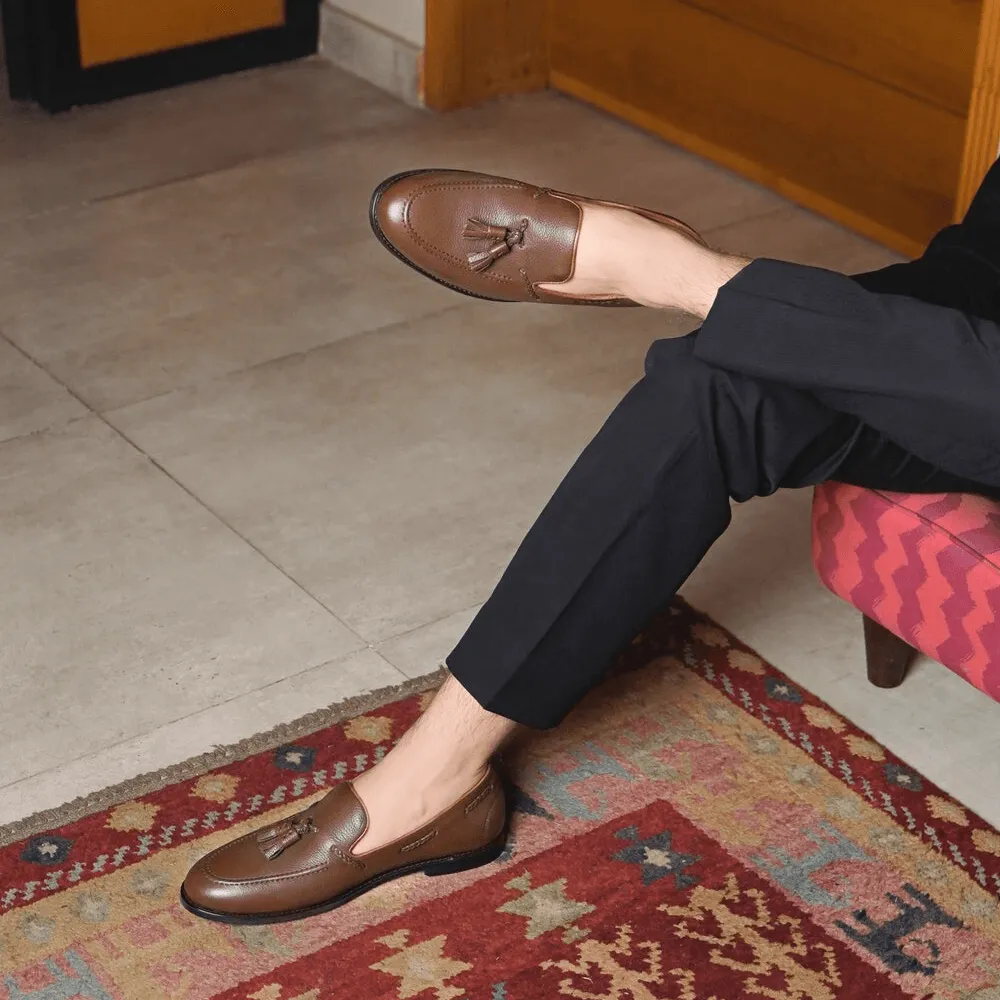 Tan Brown Leather Tassel Loafers – Men's Dress Shoes | UK