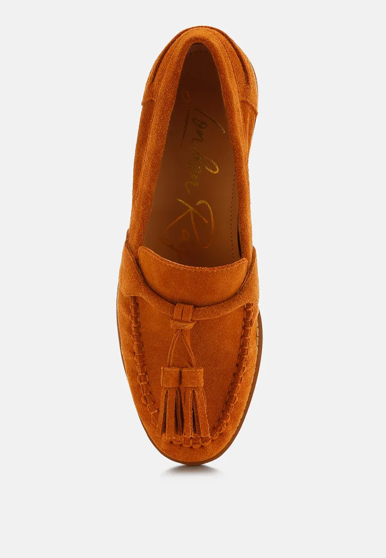 Tassels Detail Suede Loafers By RAG