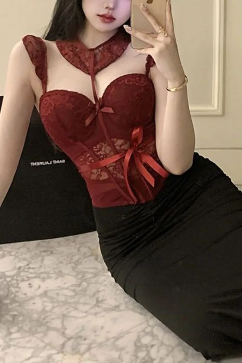 TK0349 Lace Bustier Top