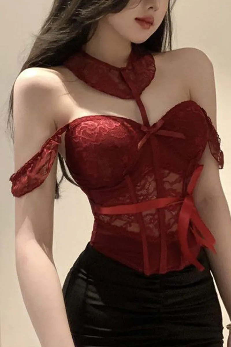 TK0349 Lace Bustier Top