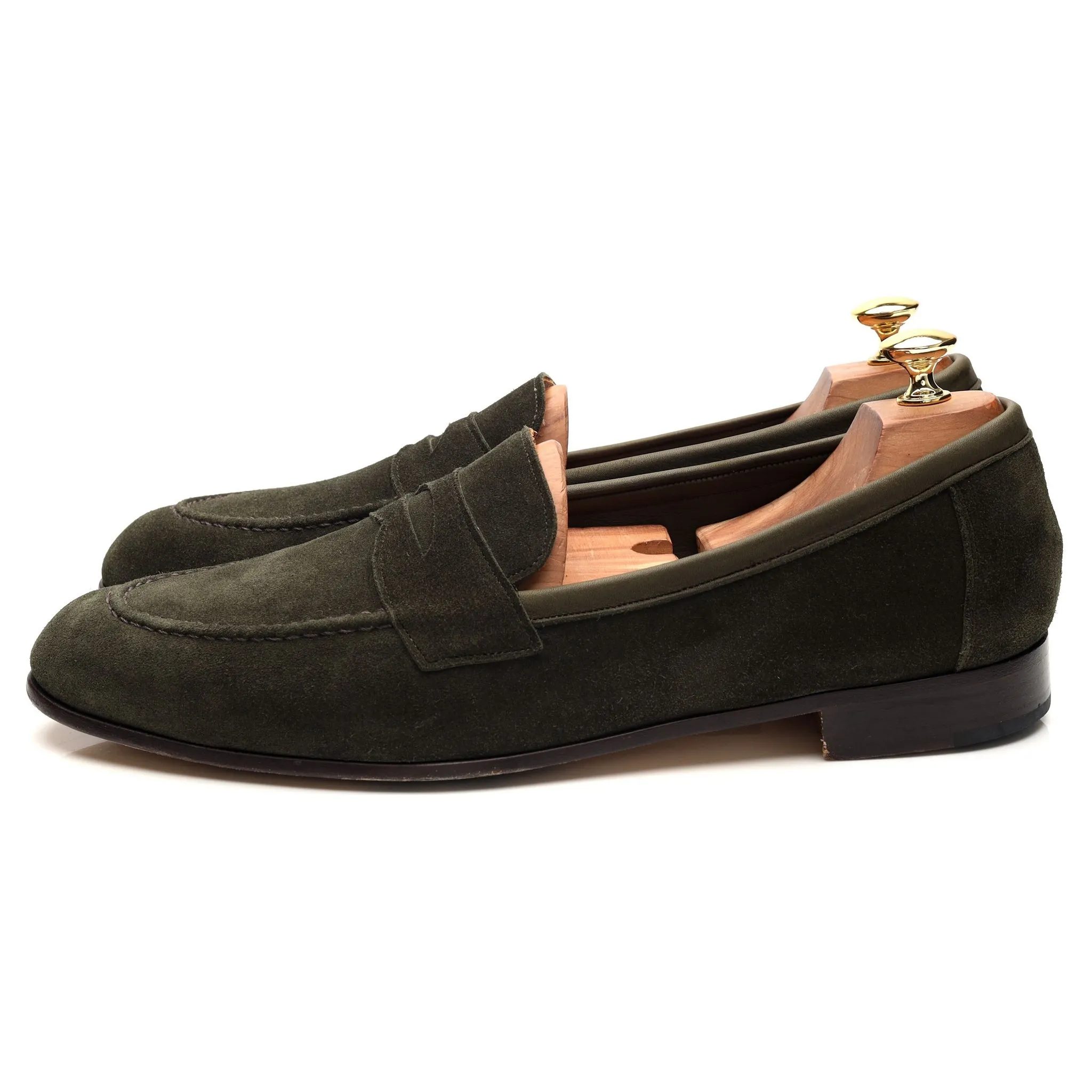 'Toby' Green Suede Unlined Loafers UK 10 F