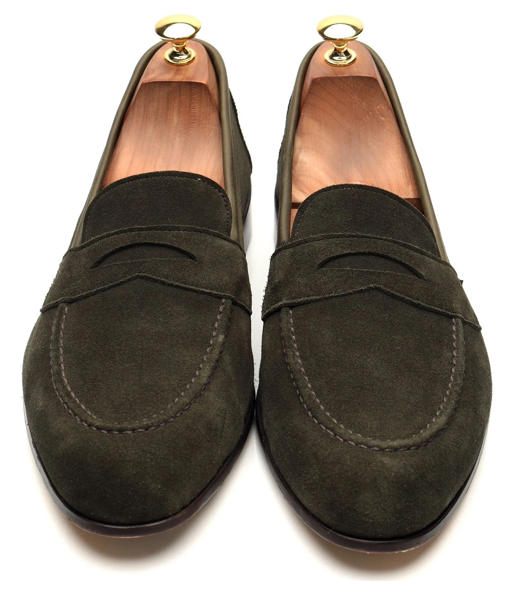 'Toby' Green Suede Unlined Loafers UK 10 F