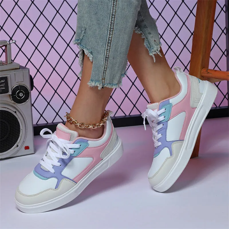 Trendy Color Block Thick Sole Skateboard Shoes for Women