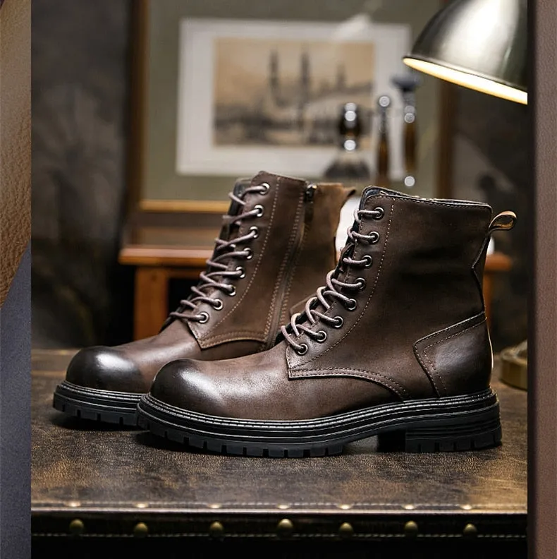 Trendy Men  High End Mid-calf Leather Boots