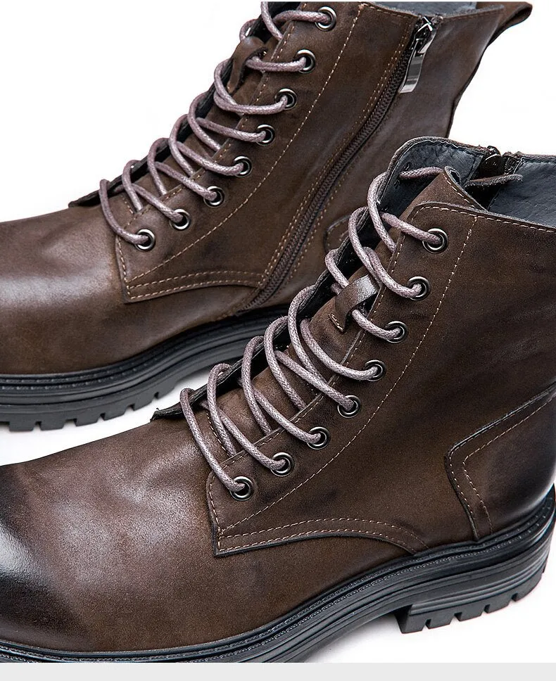 Trendy Men  High End Mid-calf Leather Boots