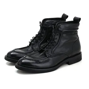 Trendy Simple Men's Martin Boots Casual High Top Leather Shoes