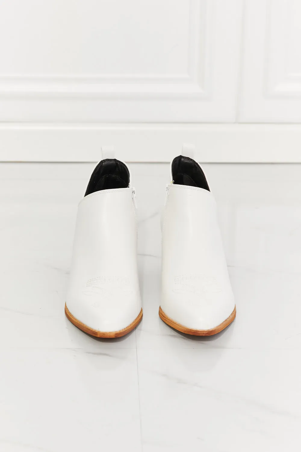 Trust Yourself Embroidered Crossover Bootie - White