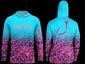 Turquoise Pink Scales Hoodie