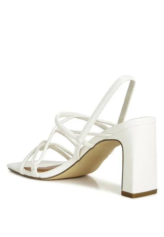 Two Strings Slingback Mid Heel Block Sandals Taupe