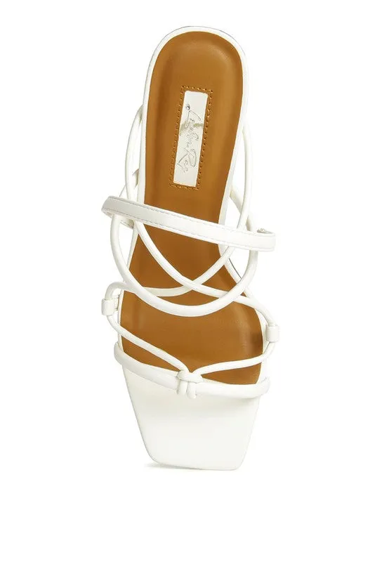 Two Strings Slingback Mid Heel Block Sandals Taupe